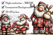 Funny Christmas Santa Clipart, an Illustration by Libby Wishes (Thumbnail 2 of 9)