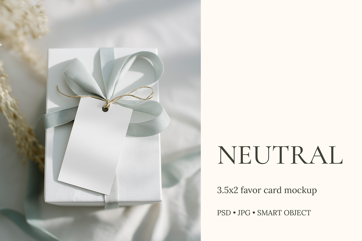 Neutral 3.5x2 Favor Tag Mockup, a Product Mockup by Serenefeeling (Photo 1 of 6)