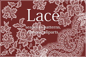Lace seamless patterns, cliparts., a Pattern Graphic by Ajuga