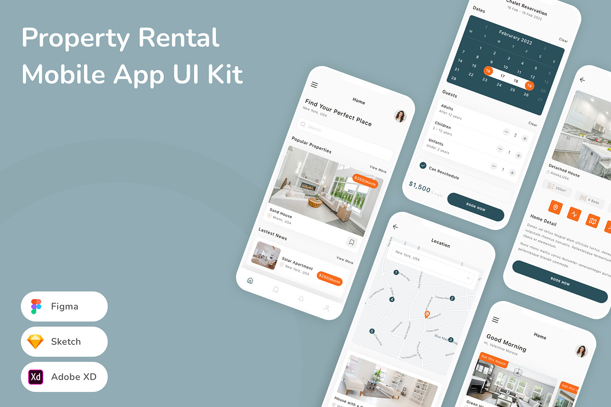 Property Rental Mobile App UI Kit, an UI Kit Template by Betush