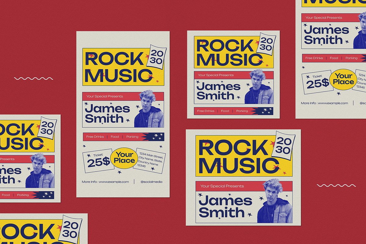 Vintage Rock Music Flyer Set, a Flyer Template by graphicook (Photo 4 of 4)