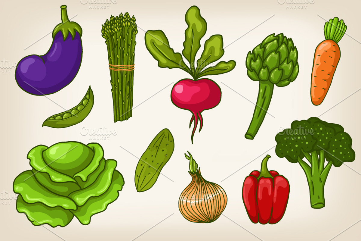 Vector vegetables and patterns, a Background Graphic by Alenarozova (Photo 1 of 3)