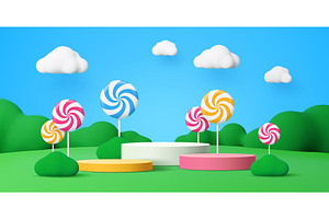 Kids podium stage with lollypop, a Decorative Illustration by Buch&Bee