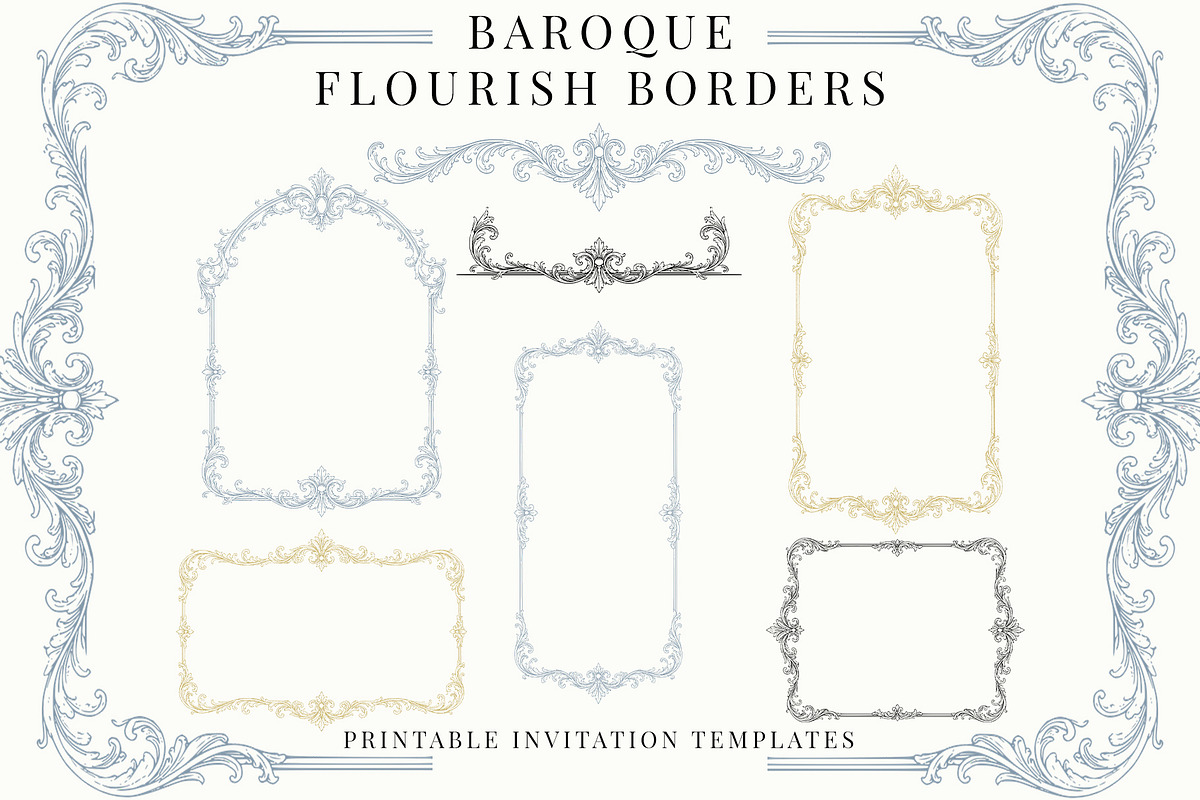 Baroque Flourish Borders, a Decorative Illustration by AW Studios (Photo 1 of 12)