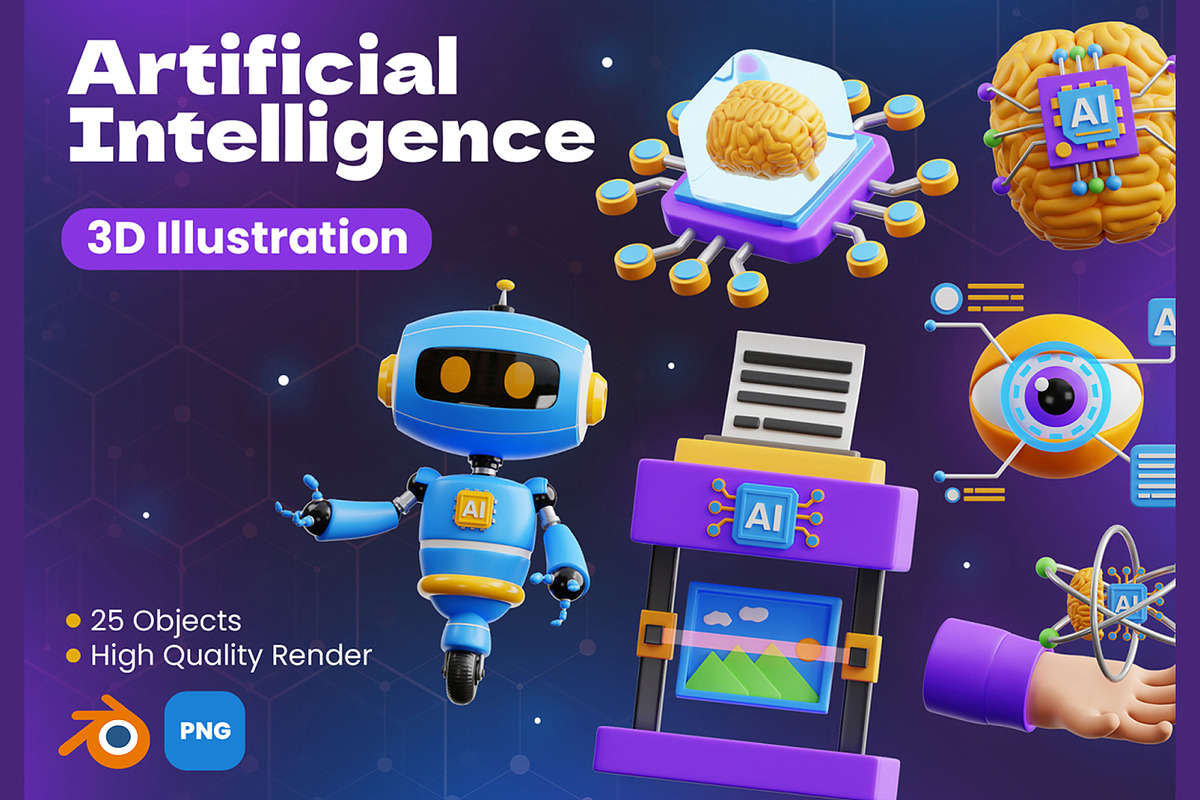 Artificial Intelligence 3D Icons, an Object 3D Model by Rakata Studio (Photo 1 of 7)