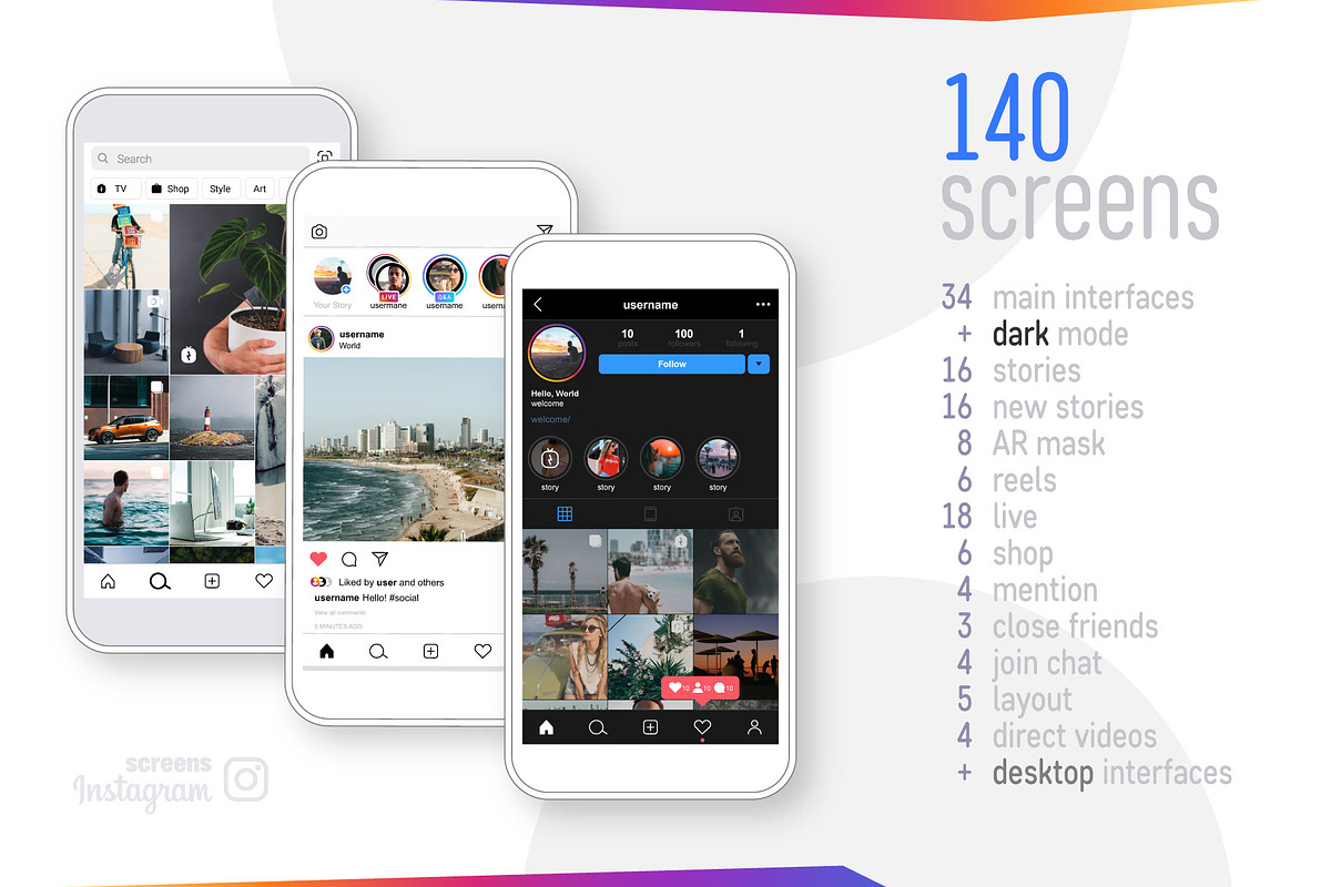 Instagram Screens Templates Bundle, a Social Media Template by karnofff (Photo 2 of 26)