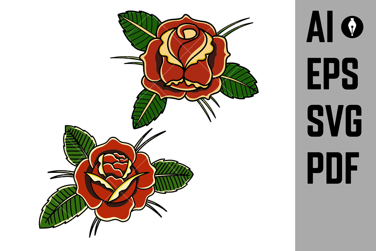 Set of  illustrations of roses, a Decorative Illustration by Vectorhight