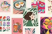 Colorful Modern Maximalist Wall Art, a Wallpaper Graphic by Helospace (Thumbnail 8 of 10)