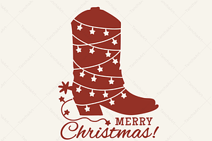 Christmas Cowboy Boot SVG Printable