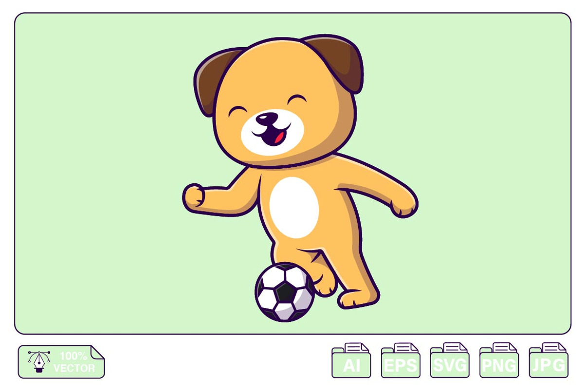 Cute Dog Playing Soccer Ball Cartoon, an Animal Illustration by Artstorystudio (Photo 1 of 3)