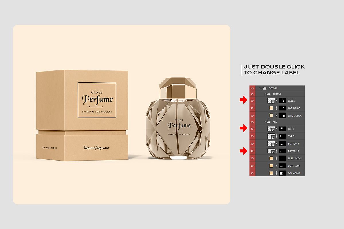 Kraft Box with Perfume Mockup, a Packaging Mockup by RamStudio2 (Photo 3 of 11)