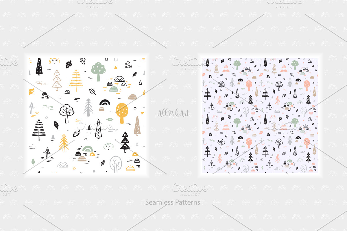Wolf & Forest - Patterns & Posters, a Pattern Graphic by AllNikArt (Photo 6 of 8)