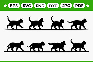 Walking Cat Silhouette Pack, an Object Graphic by Artonix