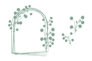 Green floral decorative arch frame