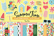 Summer Digital Paper Clipart Set, a Pattern Graphic by Paper Starr Studio (Thumbnail 1 of 6)