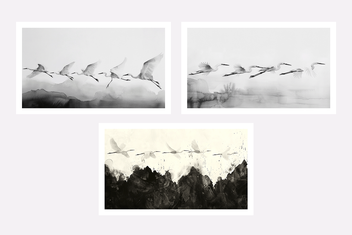 Gret Collection · Egrets in Flight, an Animal Illustration by milatovar (Photo 3 of 17)