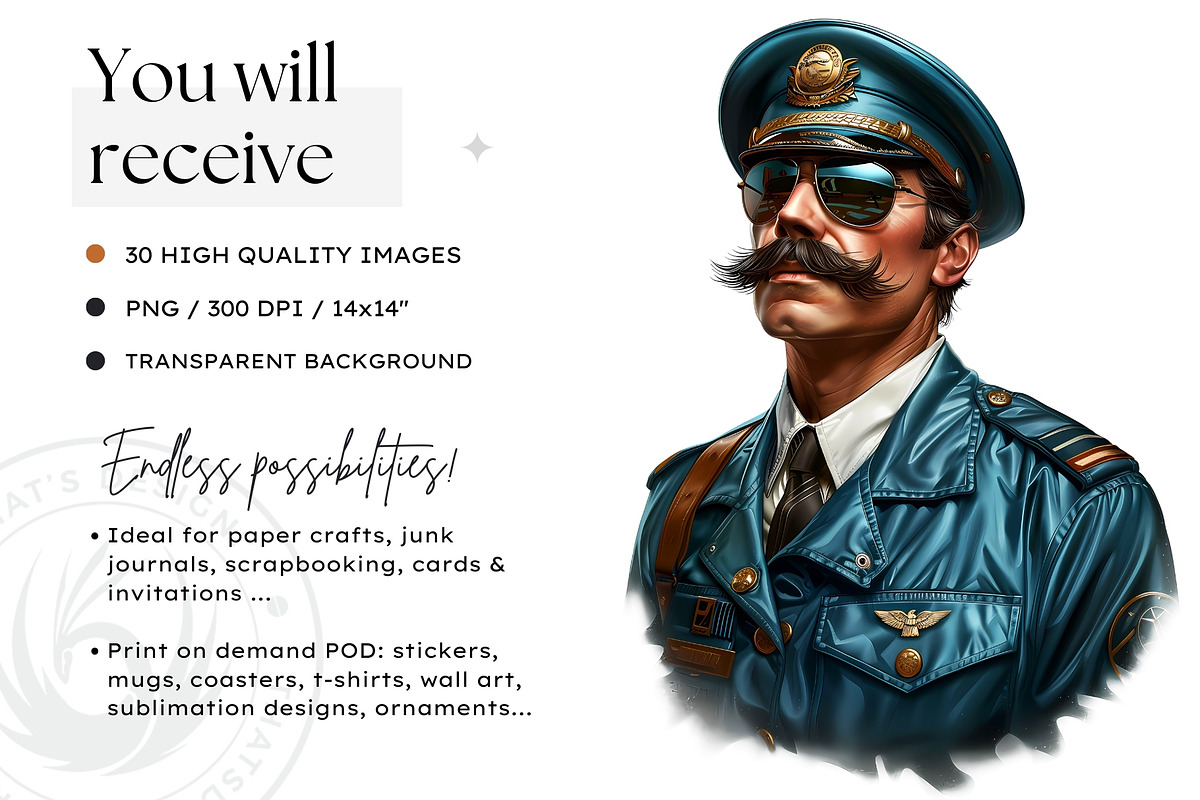 Movember Men Clipart Set v2, a Person Illustration by ThatsDesign Art