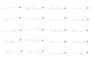 Set of Dashed Line Arrows
