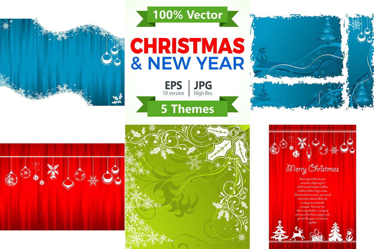 Christmas and New Year Backgrounds, a Decorative Illustration by TAlex (Photo 1 of 6)