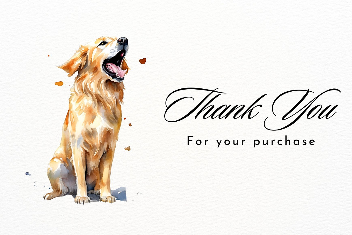 Watercolor Golden Retriever Clipart, an Animal Illustration by New-School-Wave (Photo 5 of 5)