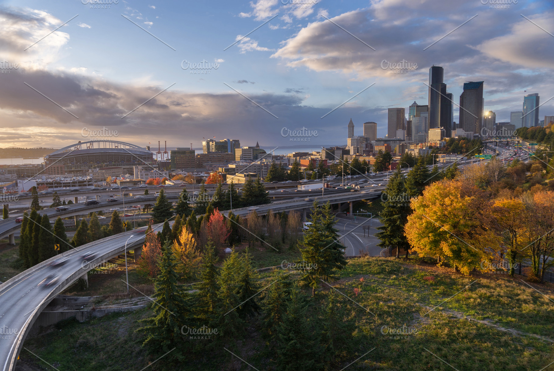 The seattle skyline and freeway from containing landscape, architecture, and, an Architecture Photo by Always Wanderlust