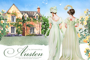 Watercolor Austen Clipart Set, a Person Illustration by ArtCreationsDesign (Thumbnail 1 of 22)