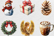 Watercolor Christmas Clipart Bundle, an Illustration by Black Bird Studio (Thumbnail 5 of 6)
