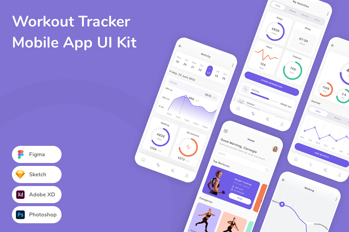 Workout Tracker Mobile App UI Kit, an UI Kit Template by Betush
