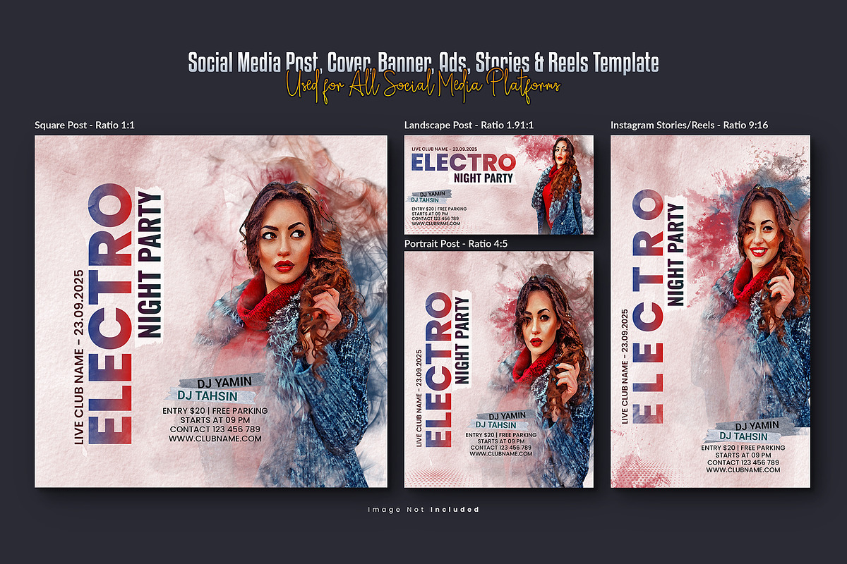 Night Party Social Media Post Bundle, a Social Media Template by Creative_View (Photo 2 of 8)