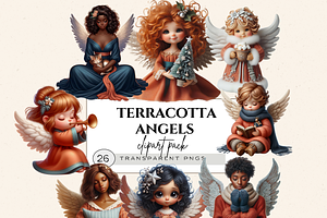TERRACOTTA ANGELS CLIPART PACK, a Person Illustration by Daring Digies