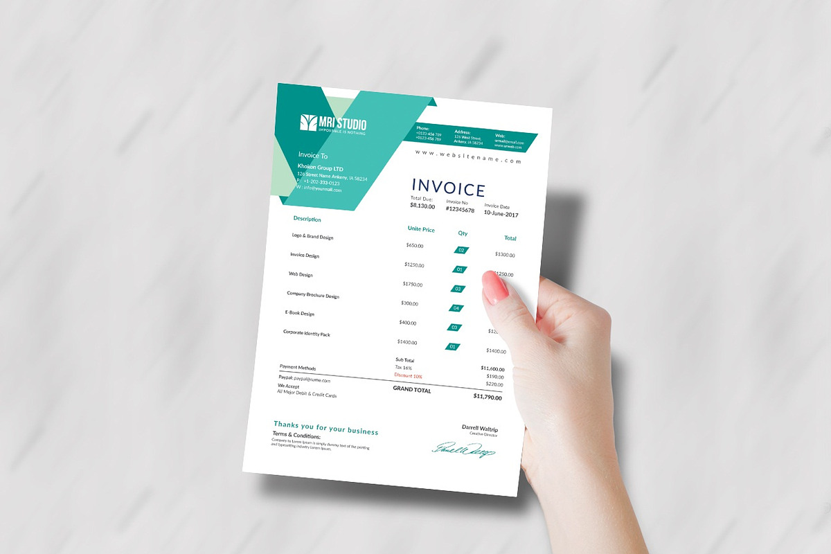 Creative Invoice Template, a Stationery Template by MRI STUDIO
