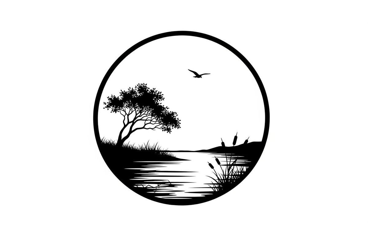 Circular Nature Landscape Silhouette, an Illustration by yasushie (Photo 4 of 51)