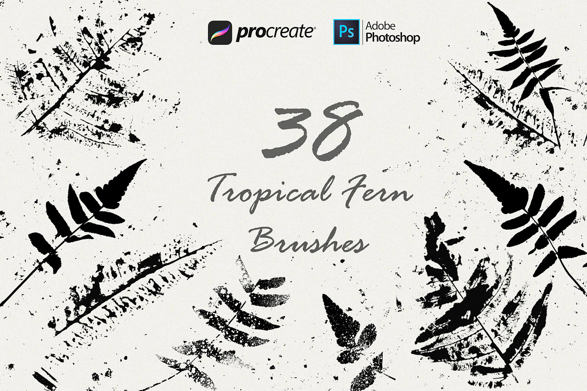 Fern leaves Procreate brush stamps, a Brush Add-On by FOXYdigitalart (Photo 1 of 3)