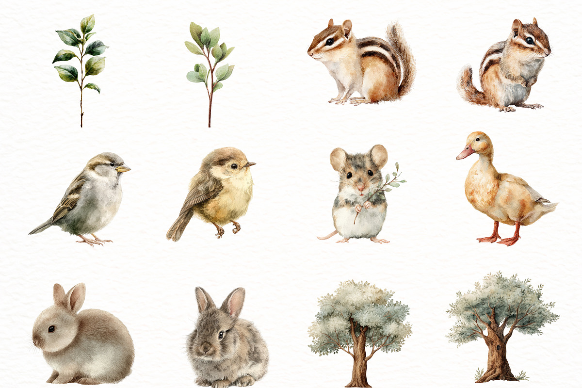 Watercolor woodland Clipart, an Illustration by Designworld (Photo 5 of 8)
