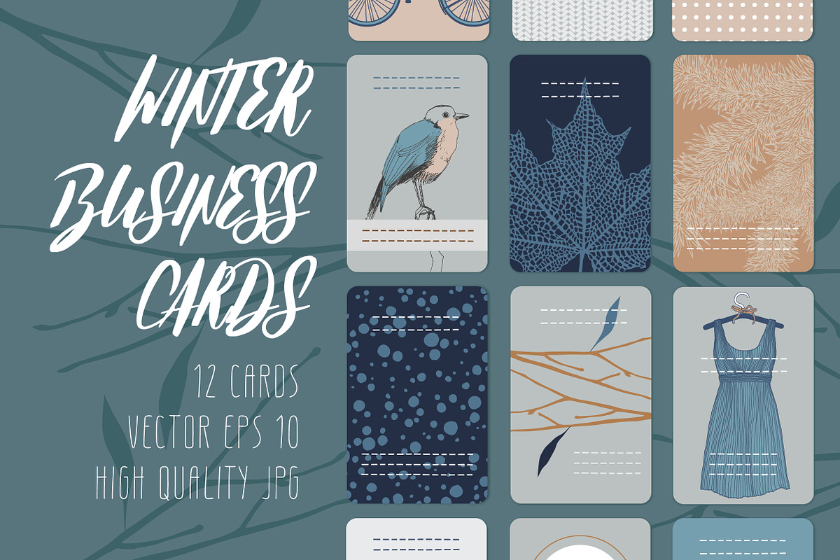 Winter Business Cards, a Business Card Template by Nadia Emelianova (Photo 1 of 3)