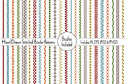 Hand Drawn Stitched Border Patterns, a Pattern Graphic by Melissa Held Designs (Thumbnail 1 of 5)