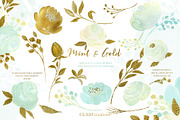 Mint and Gold. Watercolor flowers, an Illustration by LABFcreations (Thumbnail 5 of 7)