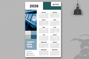 Modern Corporate 2026 Wall Calendar, a Stationery Template by ContestDesign