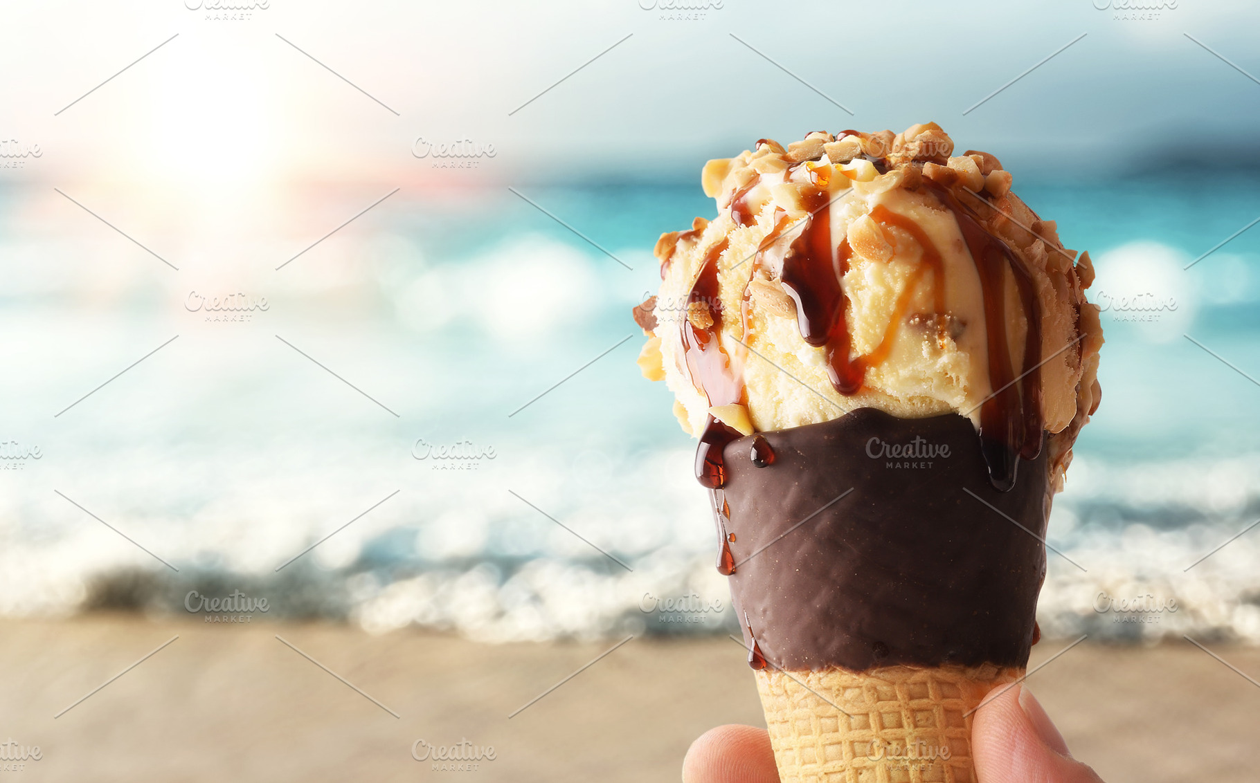 Vanilla Ice Cream with Almonds and Caramel, a Food & Drink Photo by Davizro's Market