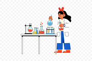 Female Chemist Holding Lab Flasks, a Healthcare Illustration by Partikusi Design (Thumbnail 3 of 3)