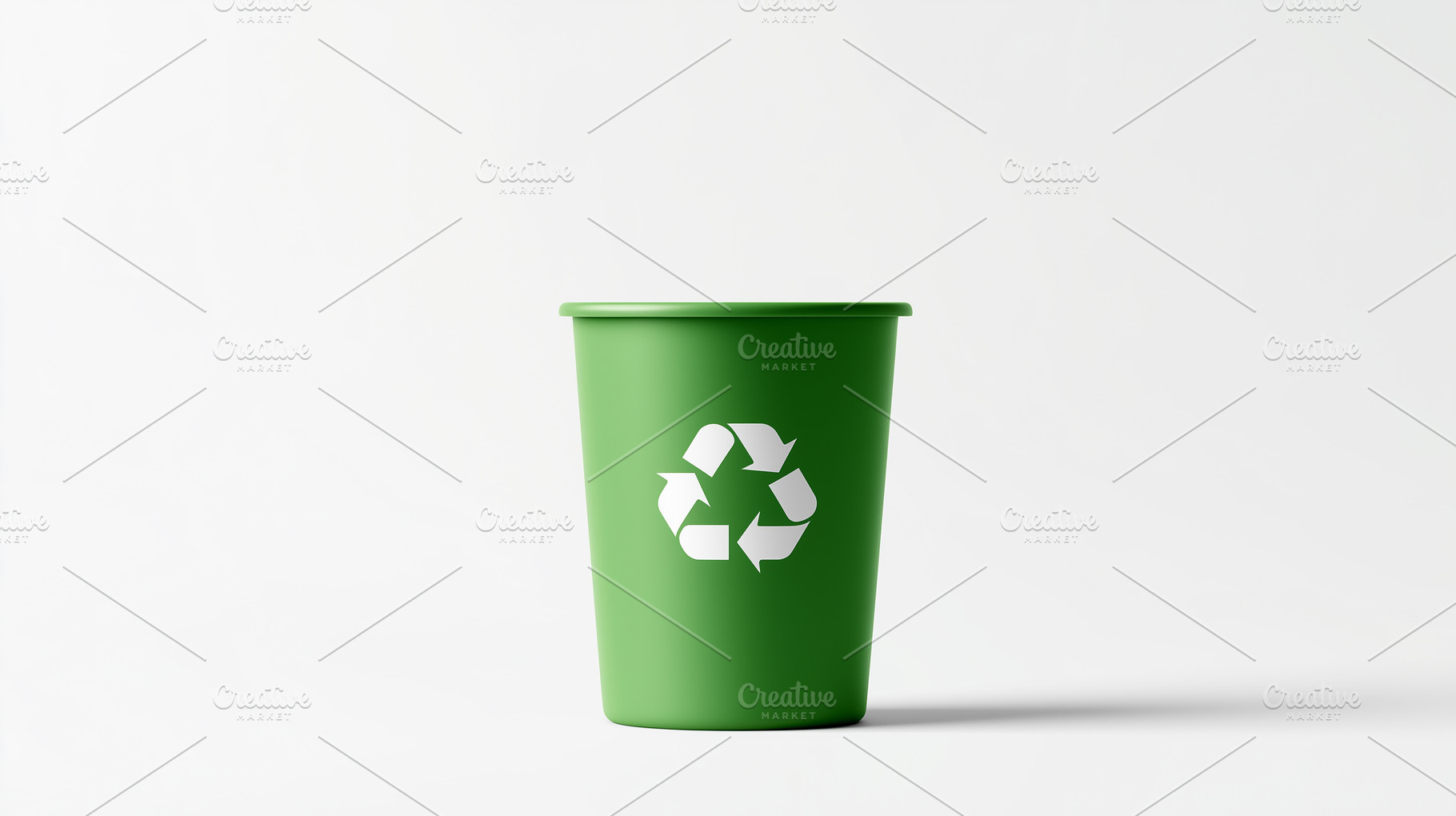 Green recycling bin with a white, an Industrial Photo by MistyDay