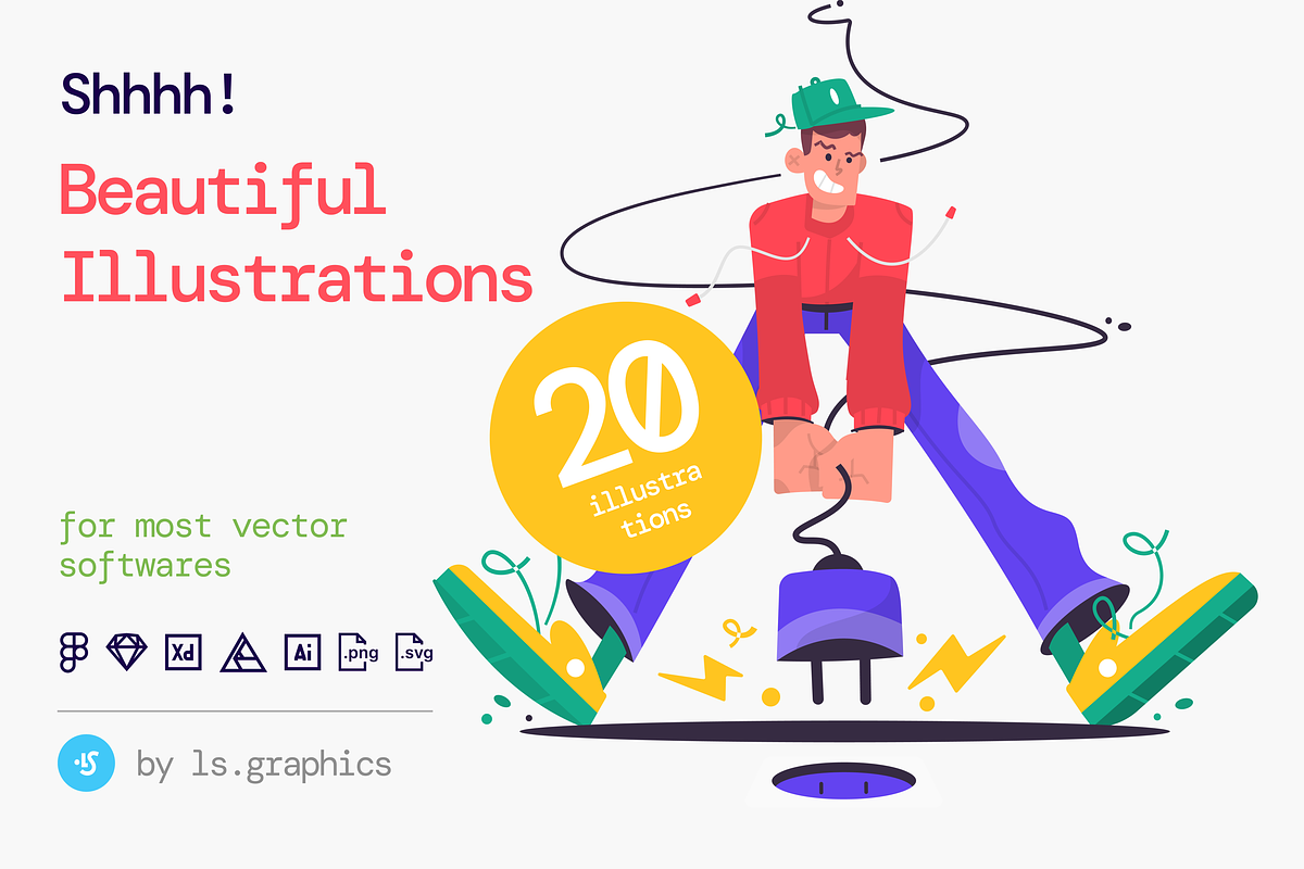 Shhhh! Illustration Kit, a Templates & Theme by ls-illustrations (Photo 1 of 6)