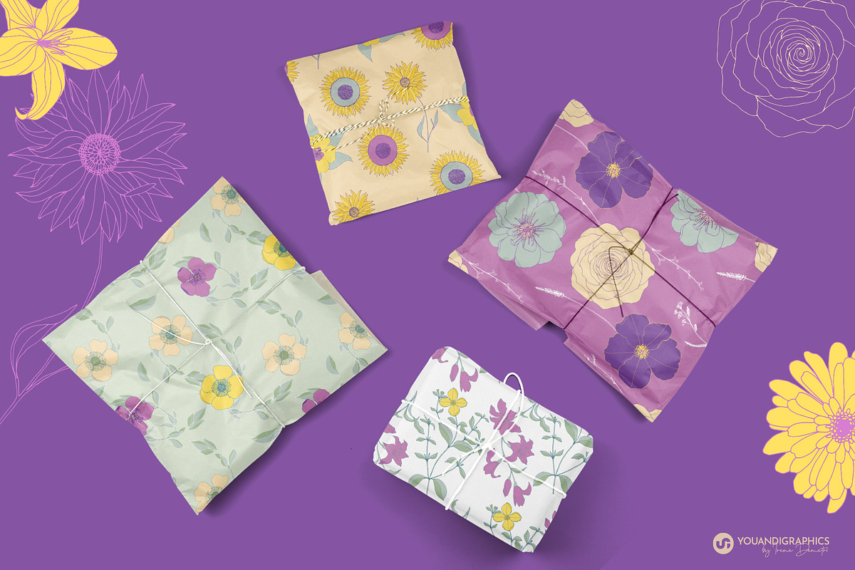 Flower Garden Seamless Patterns, a Pattern Graphic by Youandigraphics (Photo 2 of 14)