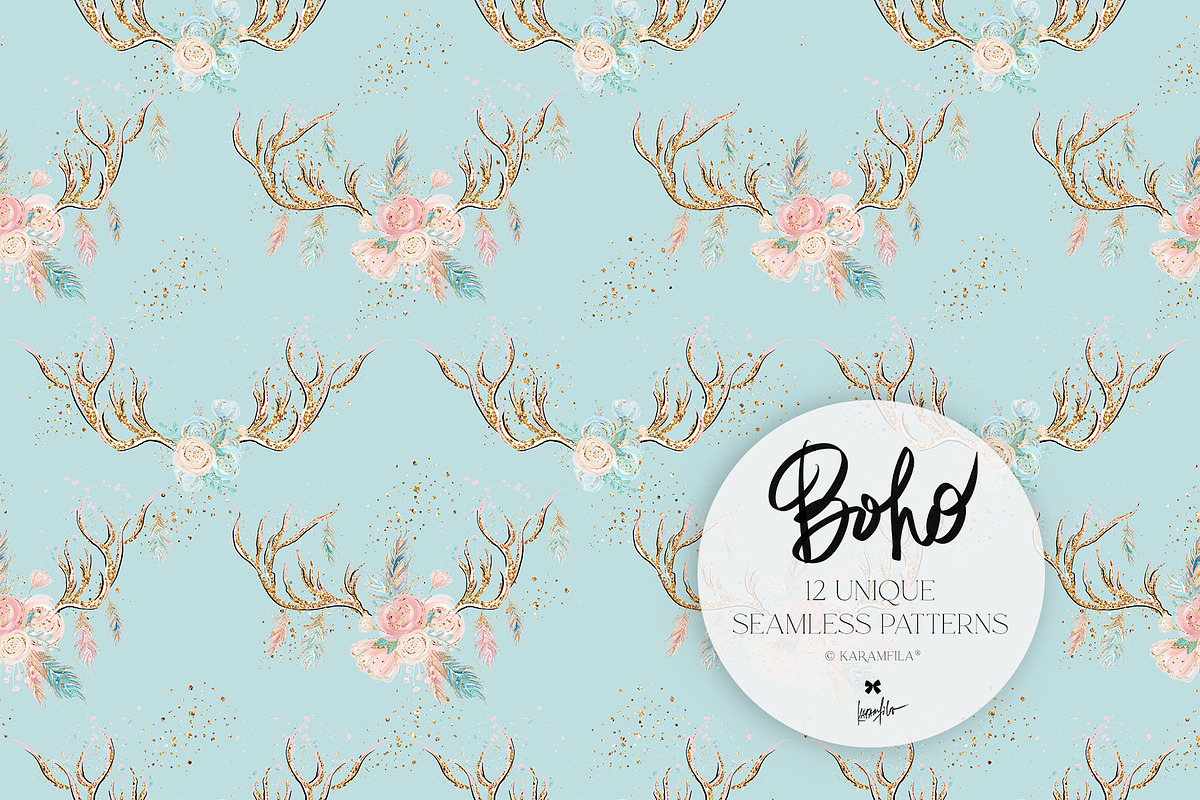 Boho Tribal Animal Seamless Patterns, a Pattern Graphic by KaramfilaS (Photo 6 of 19)