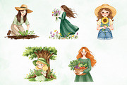Garden Girl Clipart Set, an Illustration by Creative Art (Thumbnail 2 of 9)