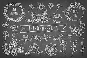 Hand Drawn Flowers And Wreaths