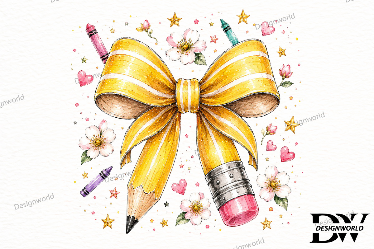 Pencil Coquette Bow PNG, a Seasonal Illustration by Designworld (Photo 1 of 4)