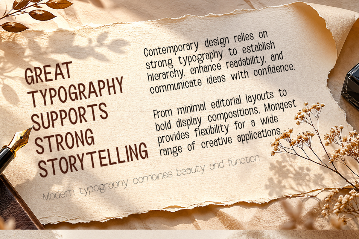Monqest, a Sans Serif Font by groens (Photo 2 of 5)