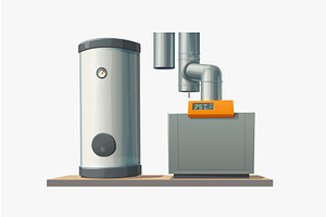 a modern heating system elements on, an Illustration by IfH