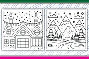 Christmas Landscape Coloring Pages, an Illustration by LightExpress (Thumbnail 2 of 6)
